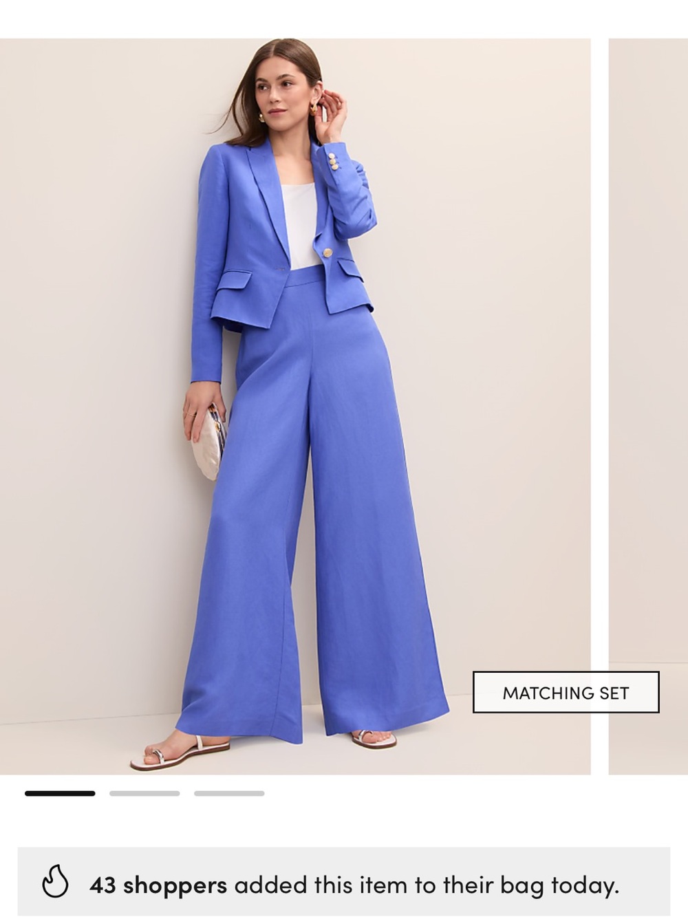 Ann Taylor Tailored High Waist Wide-Leg Linen Statement Piazza Pants Dream Blue